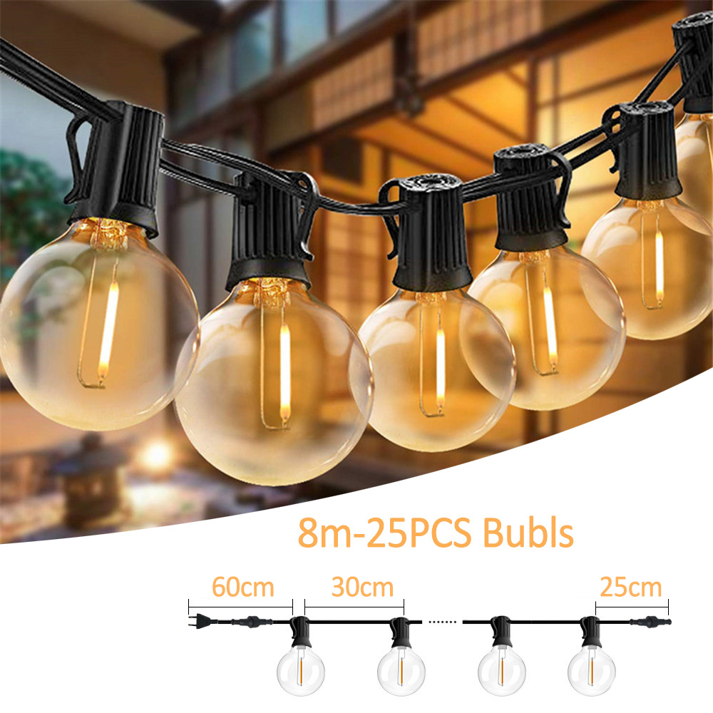 G40 투명 글로브 스트링 라이트 8M 25+1개 전구 - String Light Bistro 리뷰 및 가격