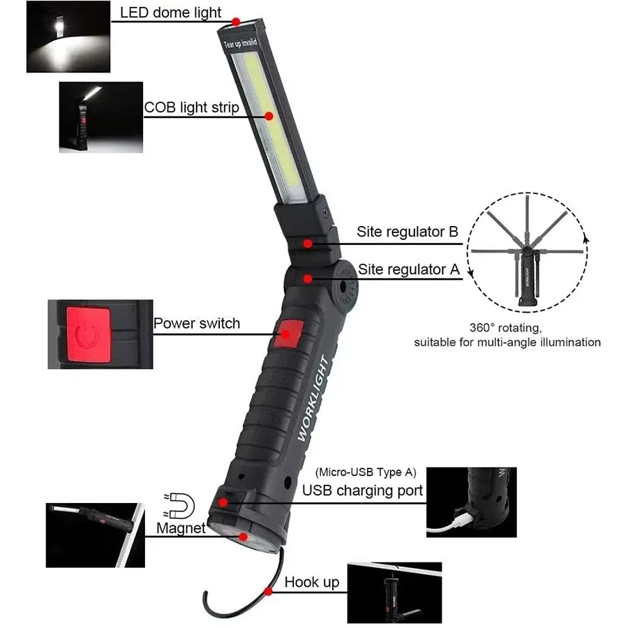 마그네틱 후크가있는 휴대용 LED 손전등 야외 수리 작 - Outdoor Lighting B&Q 리뷰 및 가격
