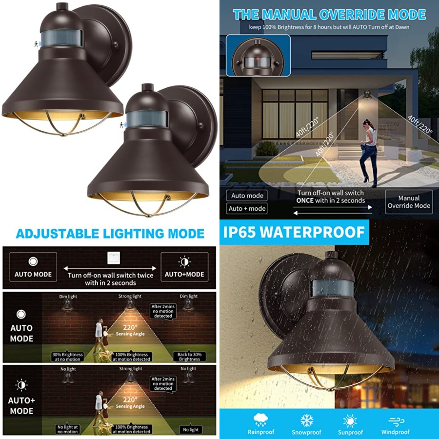 2팩 모션 센서 야외 LED 벽등, 해 질녘부터 새벽까 - Outdoor Lighting Sensor 리뷰 및 가격