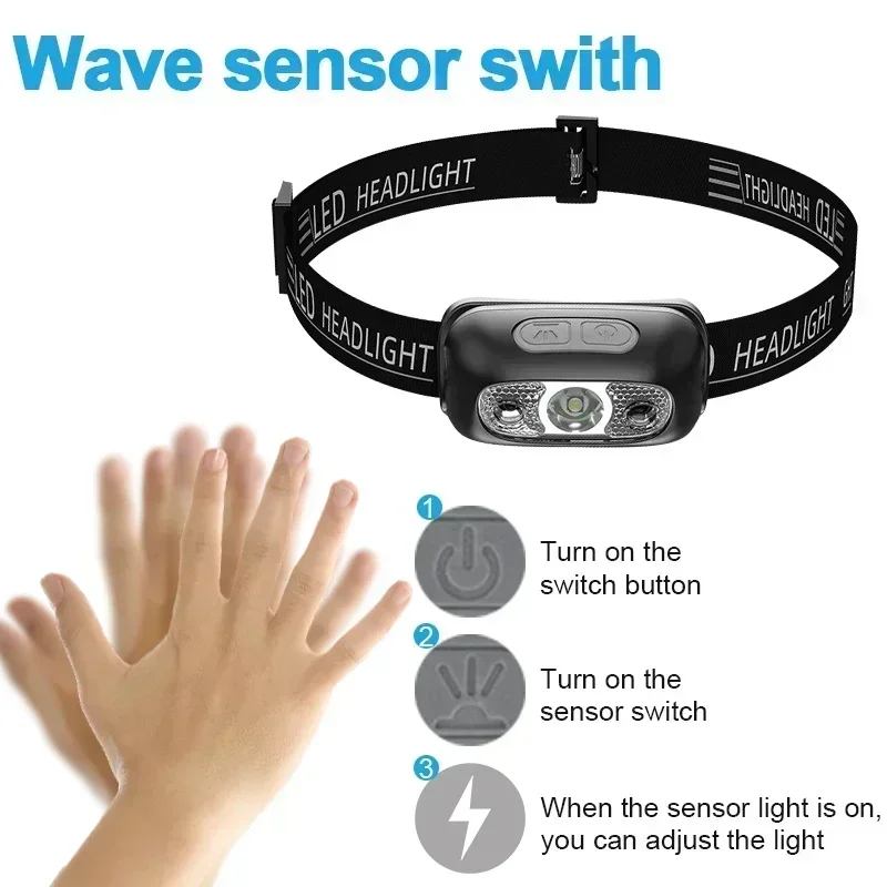 강한 빛 헤드램프 휴대용 LED 센서 헤드램프 USB- - Outdoor Lighting Sensor 리뷰 및 가격