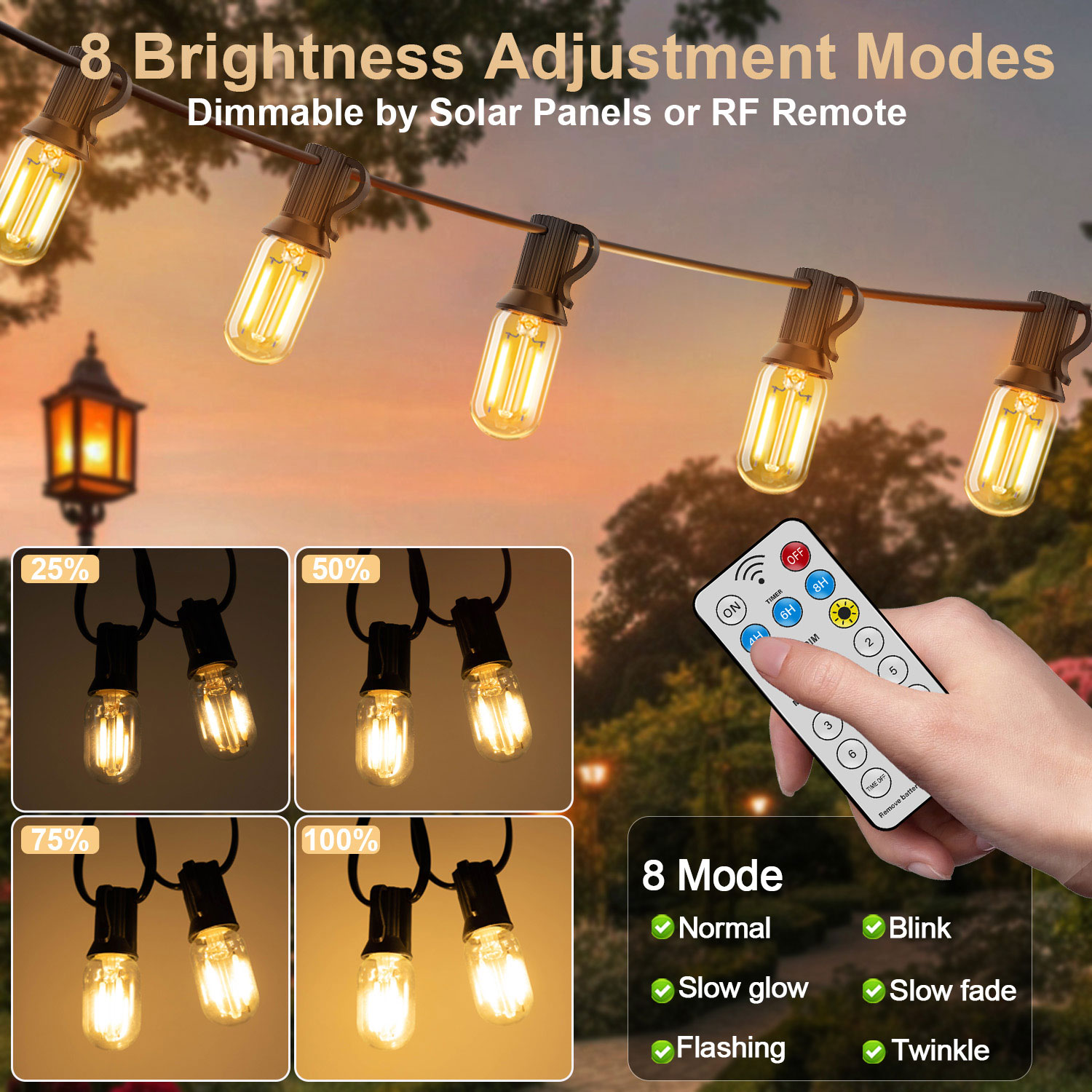 LED T22 태양 문자열 조명 8 모드 정원 문자열  - String Light Bistro 리뷰 및 가격