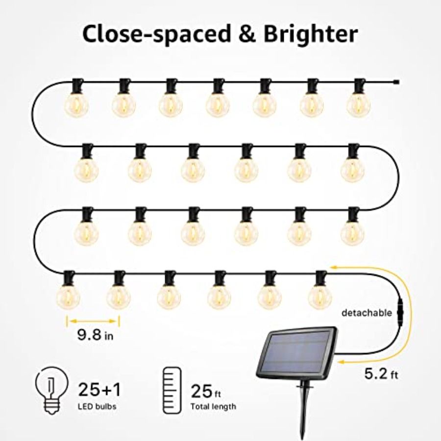 태양광 야외 스트링 조명 파티오 비스트로 조명, 25피 - String Light Bistro 리뷰 및 가격