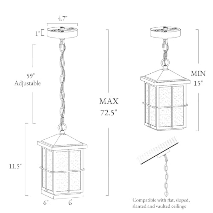 야외용 펜던트 조명기구, 농가풍 블랙 녹방지 천장형 야 - Hanging Outdoor Lighting 리뷰 및 가격