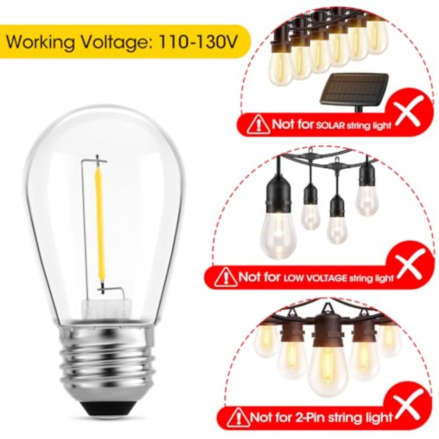 36팩 S14 LED 전구(야외 스트링 조명용), 파티 - Outdoor Lighting Battery 리뷰 및 가격