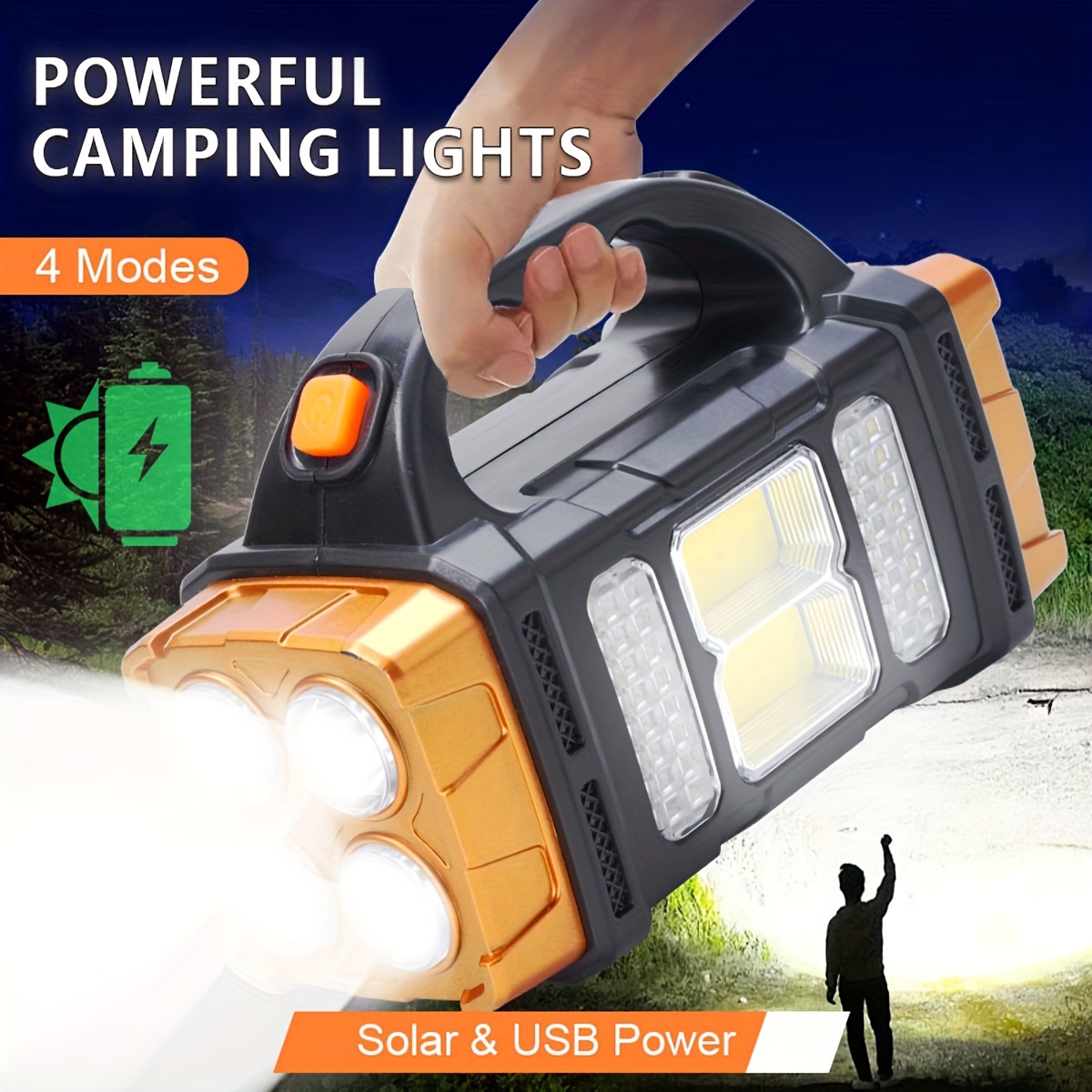 새로운 업그레이드 충전식 고출력 태양광 LED 손전등, - Outdoor Lighting B&Q 리뷰 및 가격