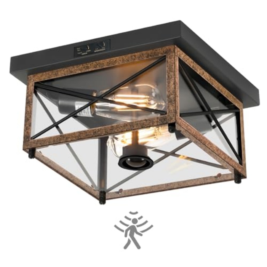 모션 센서가 있는 실외 천장 조명, 플러시 마운트 현관 - Outdoor Lighting Sensor 리뷰 및 가격