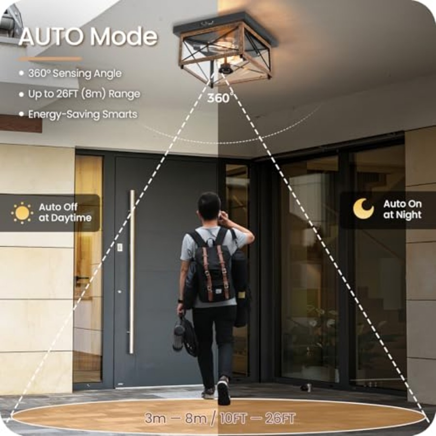 모션 센서가 있는 실외 천장 조명, 플러시 마운트 현관 - Outdoor Lighting Sensor 리뷰 및 가격