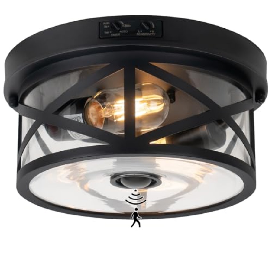 모션 센서 야외 천장 조명, 조절 가능한 블랙 플러시  - Outdoor Lighting Sensor 리뷰 및 가격