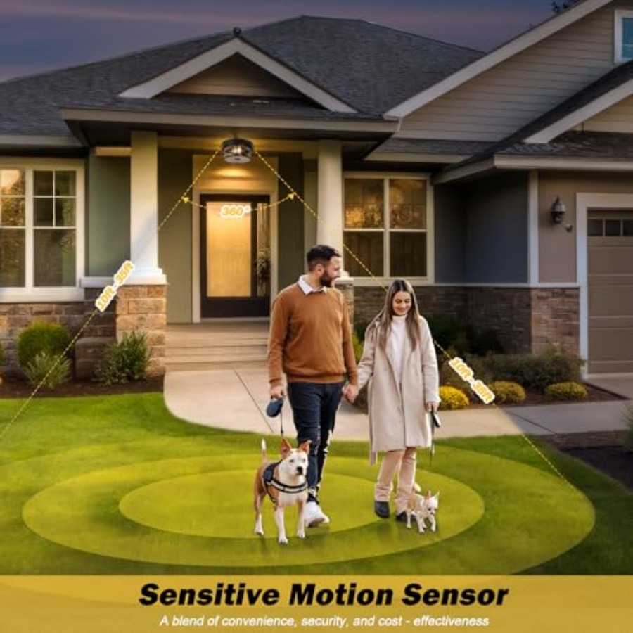모션 센서 야외 천장 조명, 조절 가능한 블랙 플러시  - Outdoor Lighting Sensor 리뷰 및 가격
