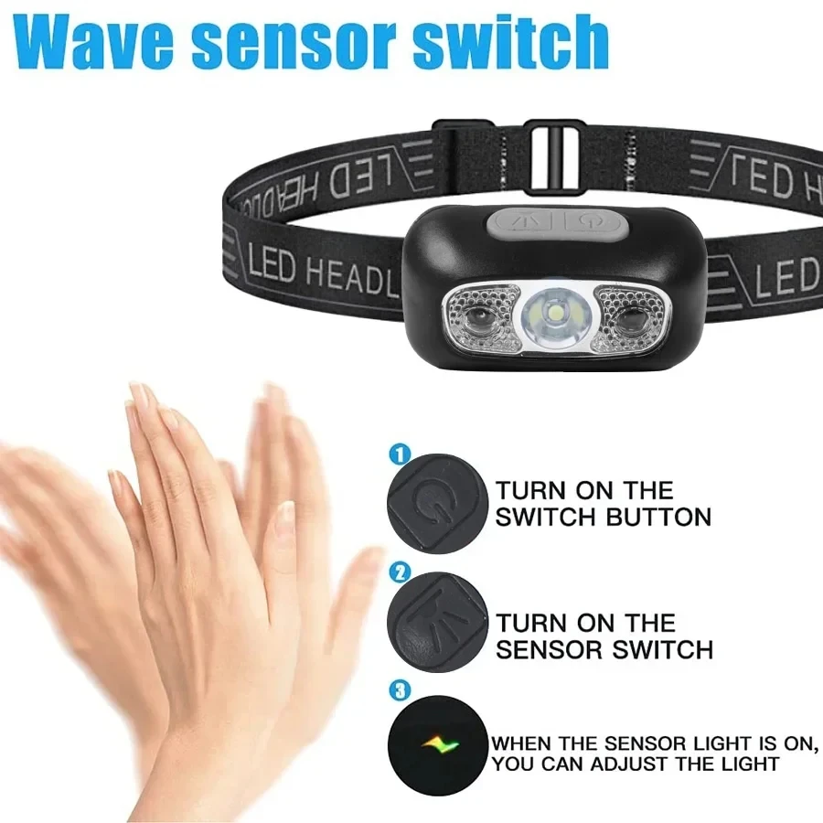강한 빛 헤드램프 휴대용 LED 센서 헤드램프 USB- - Outdoor Lighting Sensor 리뷰 및 가격