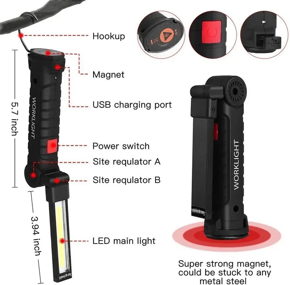 자석, 후크 360이 포함된 LED COB 손전등 US - Outdoor Lighting B&Q 리뷰 및 가격